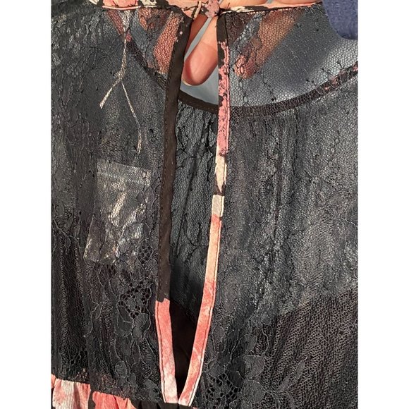 NWOT Free People Smocked Daphne Blouse- Midnight Combo- Size L - Picture 5 of 11